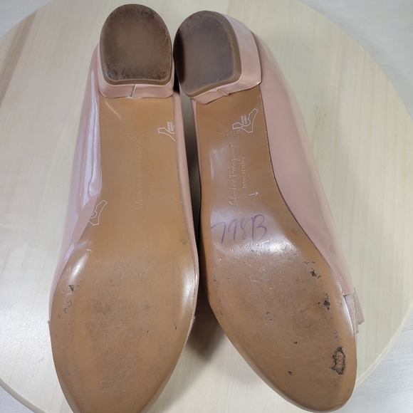 Salvatore Ferragamo Nude Vara Bow Ballet Round Toe Block Heel Womens Siz… - Picture 7 of 13